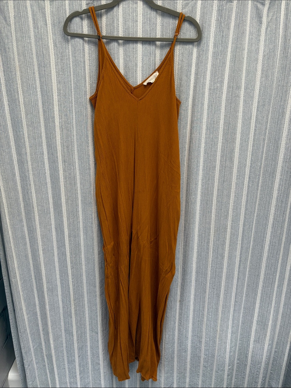 Lovestitch Mustard Yellow V‑Neck Slip Maxi Dress with Pockets